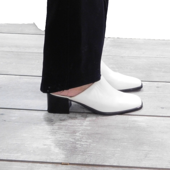 Etienne Aigner Shoes - ETIENNE AIGNER BAJA WHITE LTHR OPEN BACK MULES